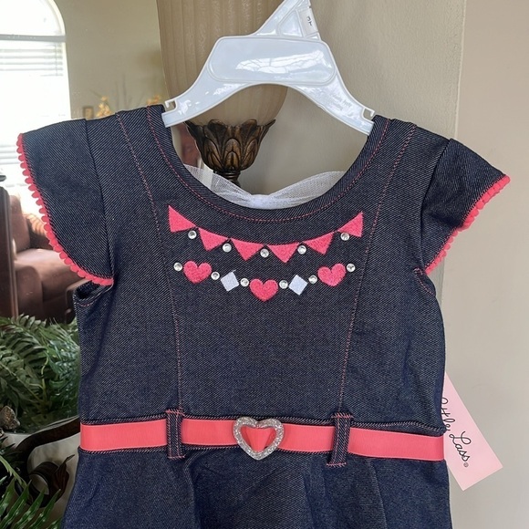 Brand New Little Lass 2-Piece Set Western Cowgirl Heart Ruffle Striped Leggings - Picture 3 of 12